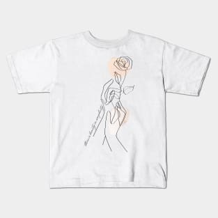 Minimalist line drawing with quote of beauty Kids T-Shirt